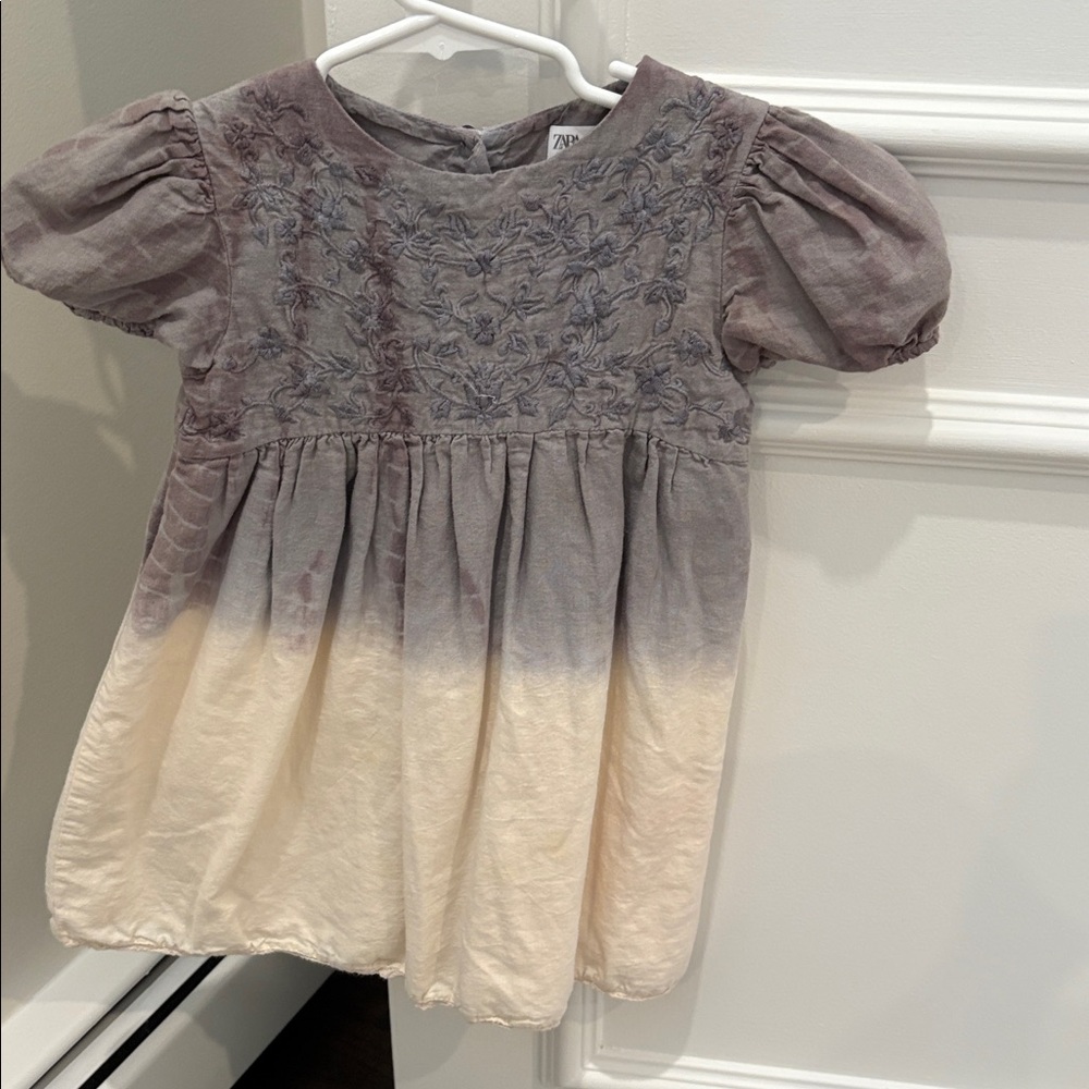 Zara Gray and Cream Baby Dress